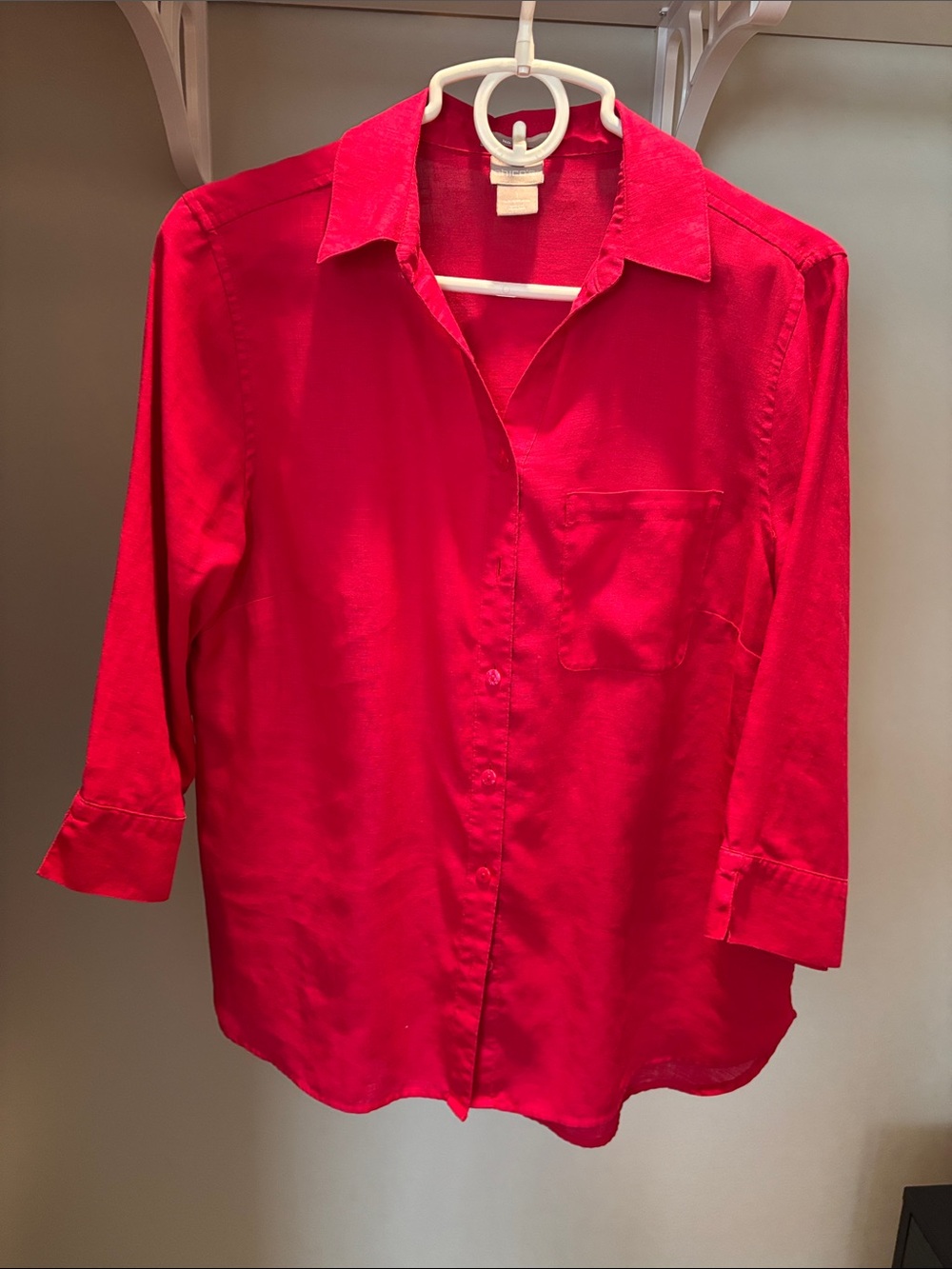 Chico’s Bright Red Button-Up Shirt